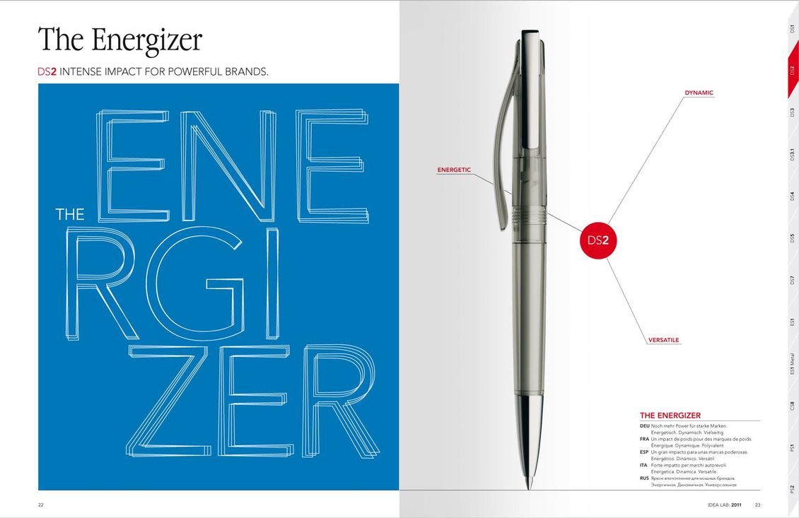 Prodir DS2 Energizer – Produktkatalog-Gestaltung