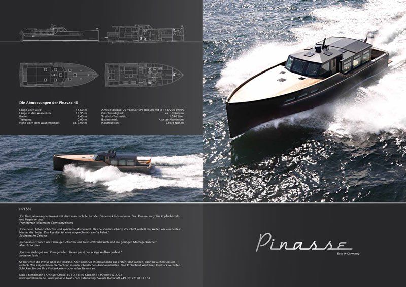 Broschüren-Design Pinasse Boats – Cover