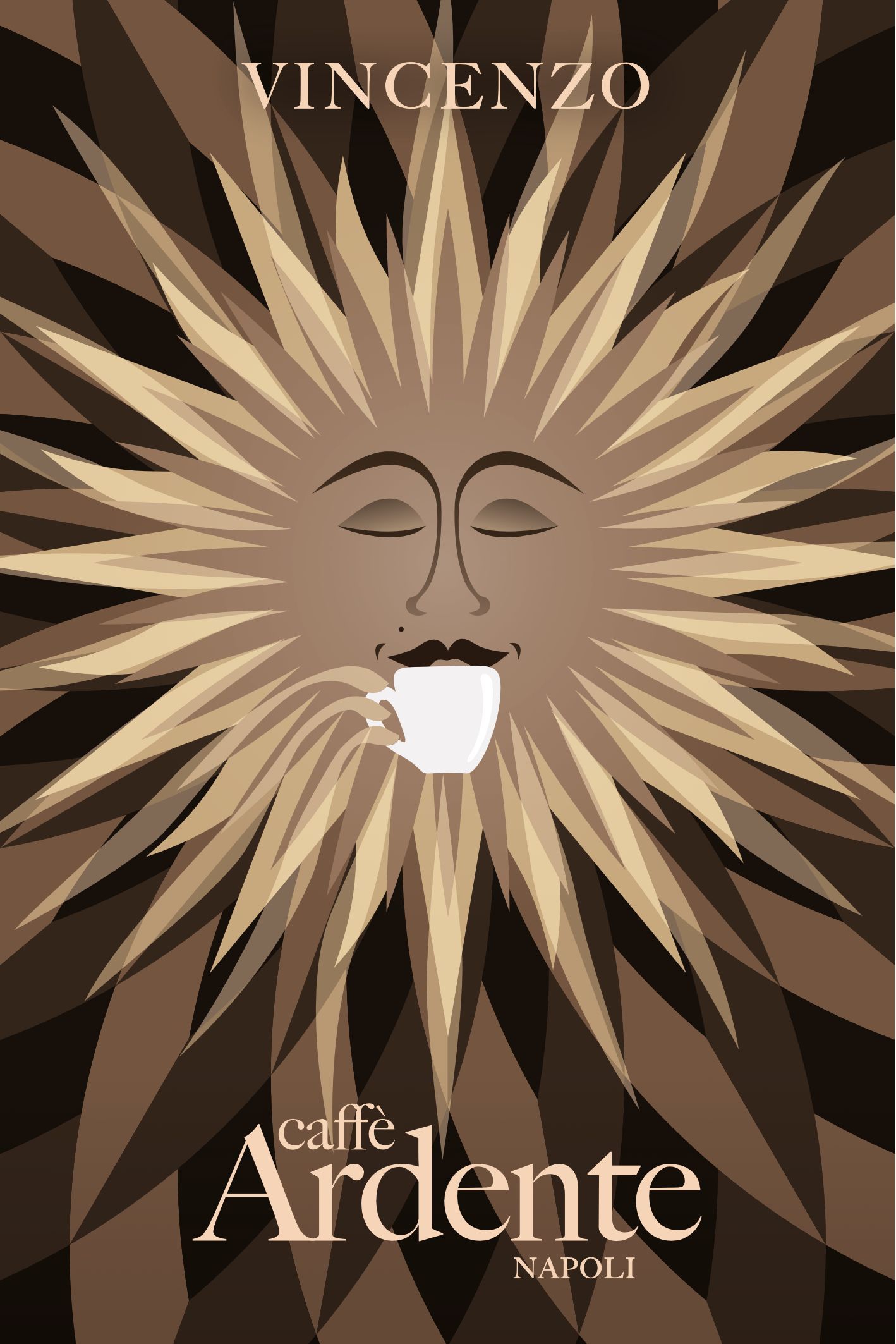 Logo-Design Packaging Caffè Ardente – Markenzeichen Sorte Vincenzo