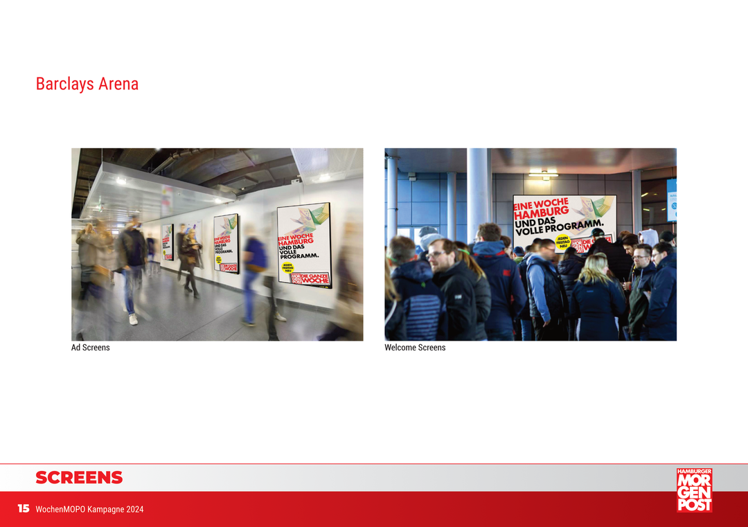 Kampagnenadaption WochenMOPO Launch – Werbemittel Hamburger Morgenpost (Motiv 15) Barclays Arena Screens