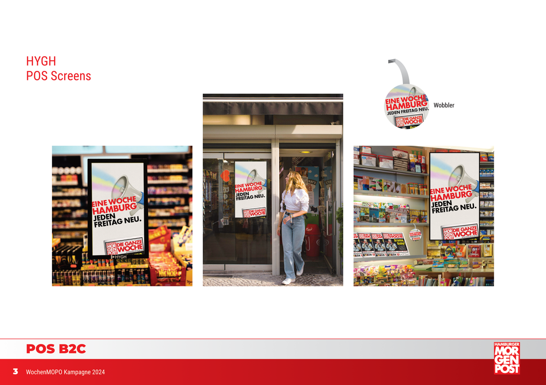 Kampagnenadaption WochenMOPO Launch – Werbemittel Hamburger Morgenpost (Motiv 3) POS Screens