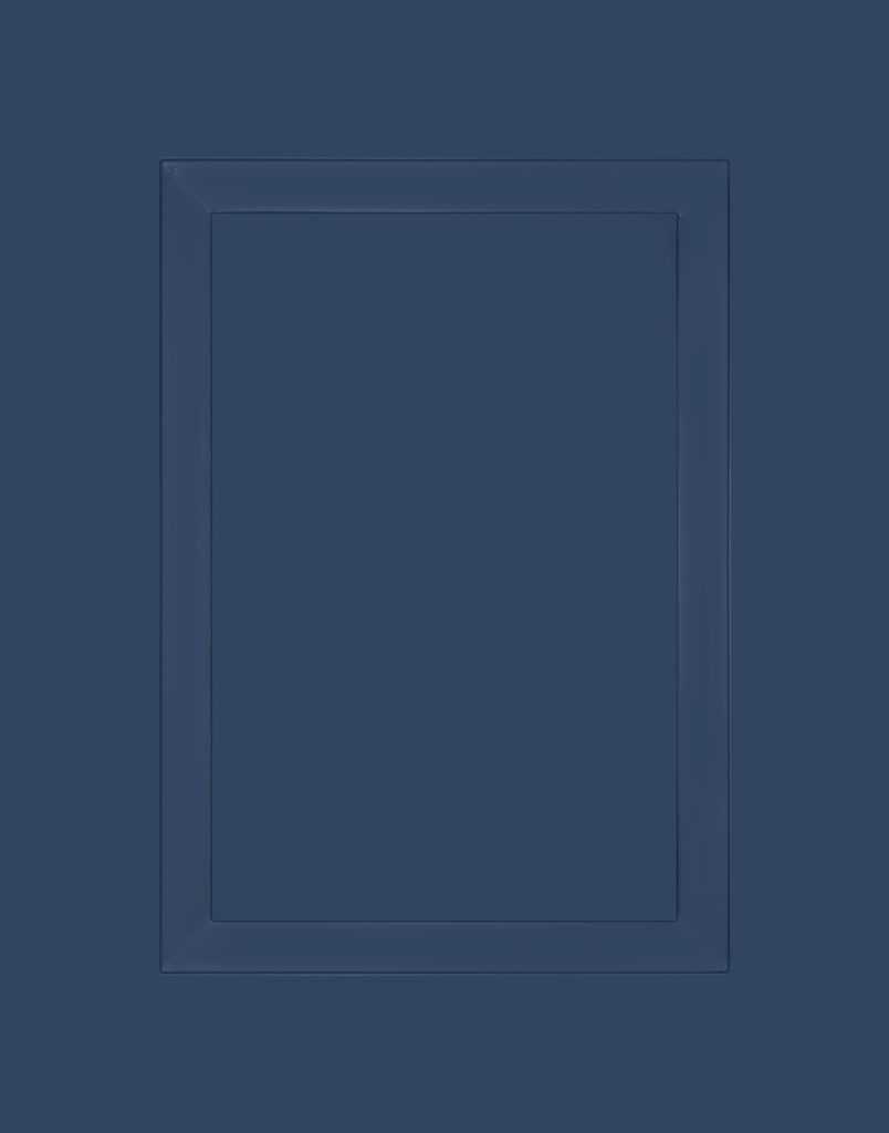 A close up of a blue door with a square frame.