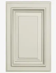 A white cabinet door with a square frame on a white background.
