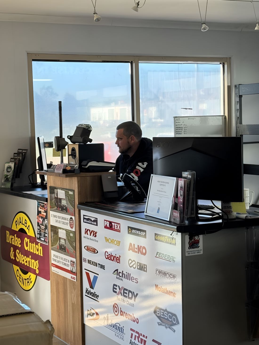 A Service Counter with Computer Monitors — Pialba Brake Clutch & Steering in Pialba, QLD