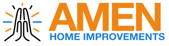 The Amen Home Improvements logo is orange and blue