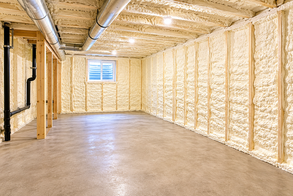 Basement fully insulated with spray foam