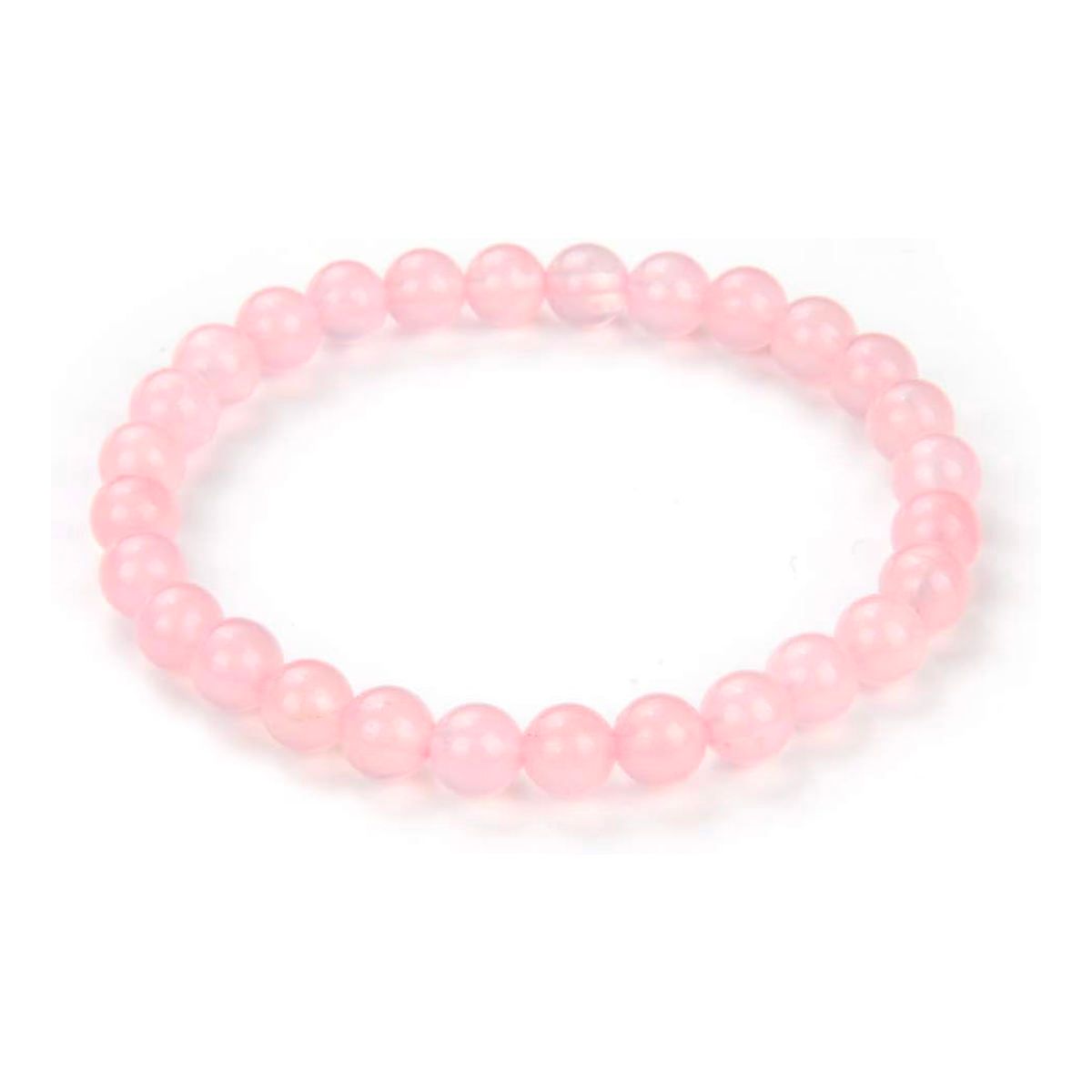 A pink bracelet with pink beads on a white background.