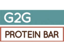 A logo for a protein bar called g2g protein bar