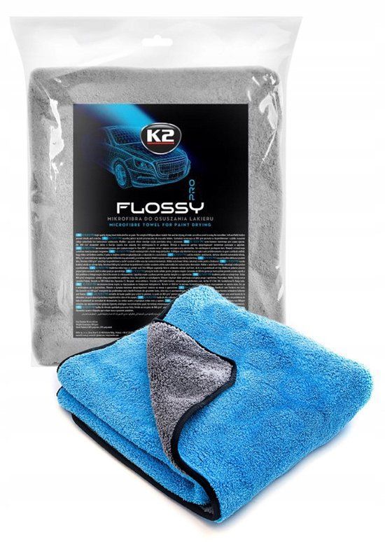 K2 Flossy Pro - Microvezel Handdoek - 60x90cm - Grijs/Blauw - 800 gsm