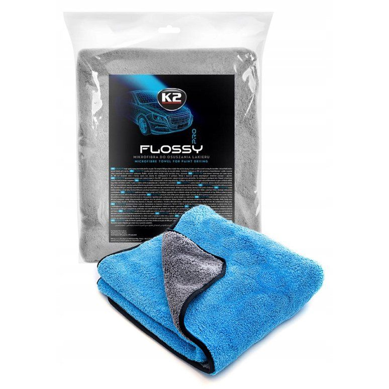 K2 Flossy Pro - Microvezel Handdoek - 60x90cm - Grijs/Blauw - 800 gsm