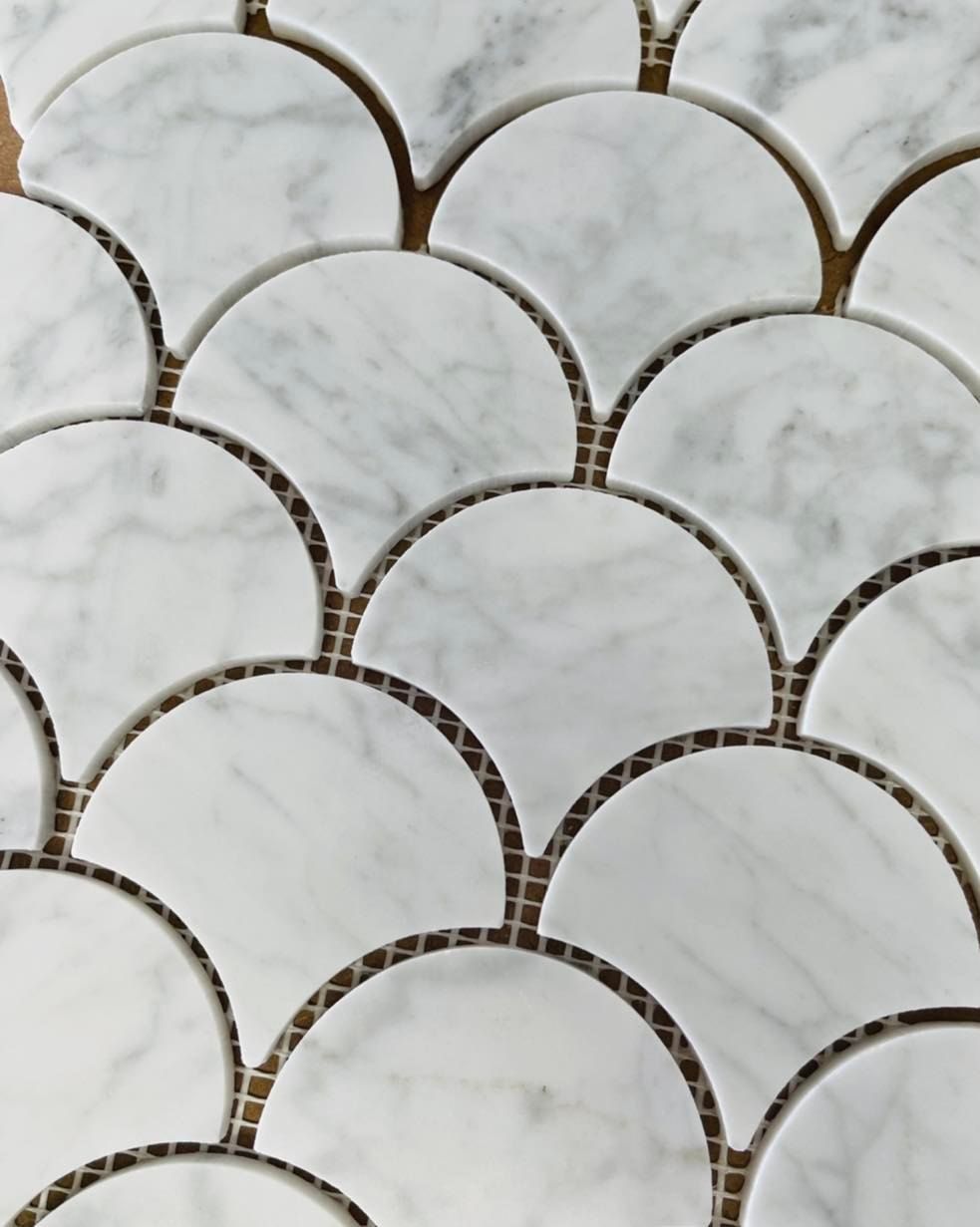 A Close Up Of A White Tile With A Fish Scale Pattern — Tile Centre NT In Winnellie, NT