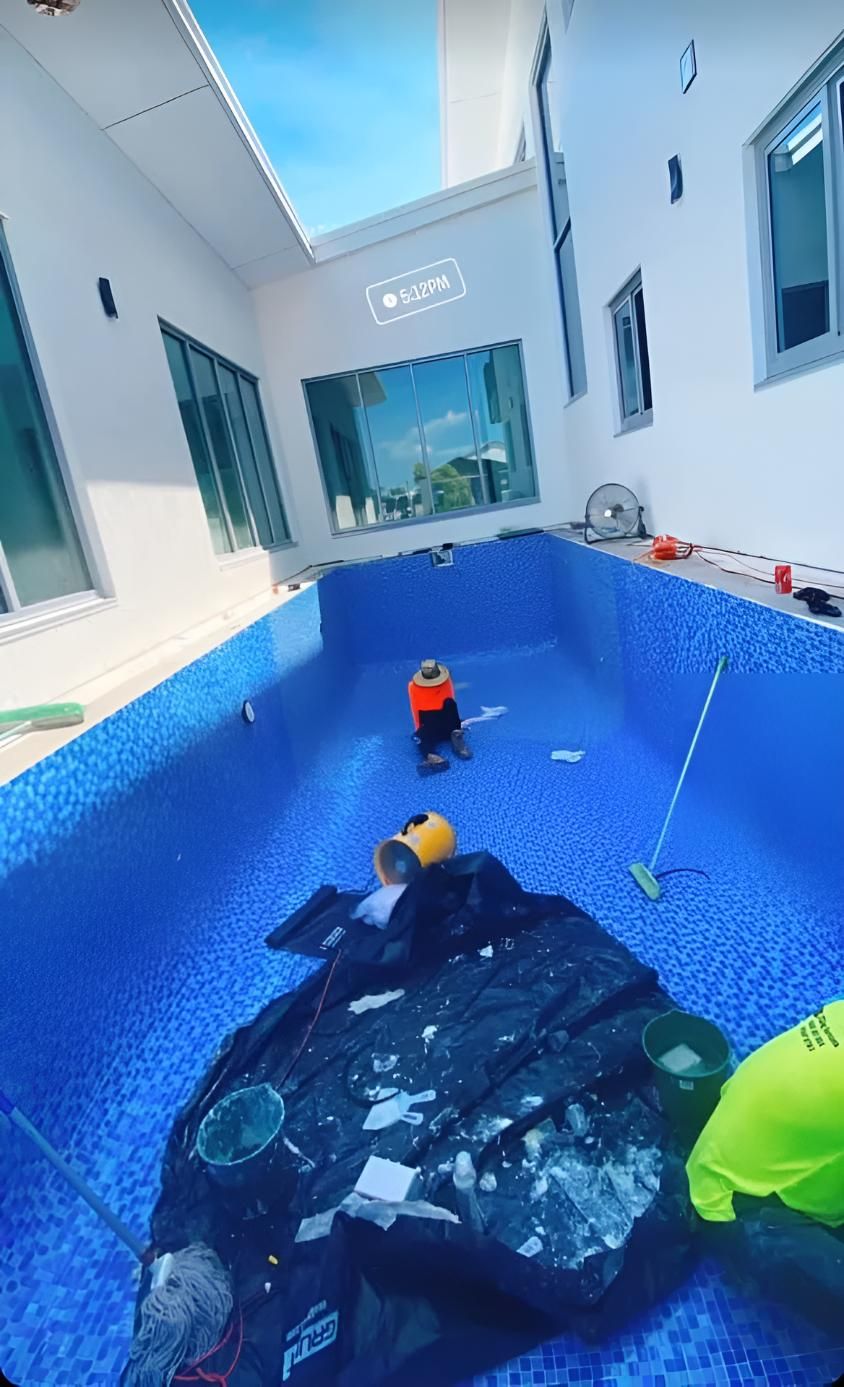 A Swimming Pool Is Being Remodeled In A House — Tile Centre NT In Winnellie, NT