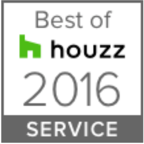 Best of Houzz 2016 Service badge with a green house logo and text on a gray background.