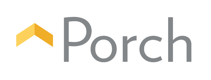 Porch logo: yellow upward arrow icon beside the word