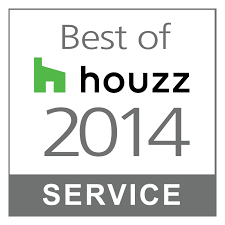 Best of Houzz 2014 Service award badge with a green house logo on a white background.