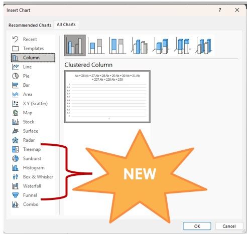 Advanced Chart Options on Excel 365