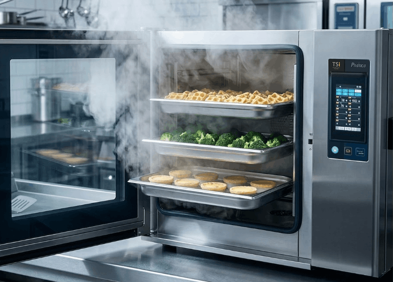 Cocina profesional equipada con tecnología para ahorrar energía y reducir costos operativos