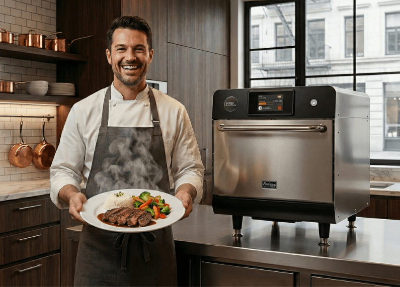 Regeneración de productos congelados con cocción uniforme en cocina profesional