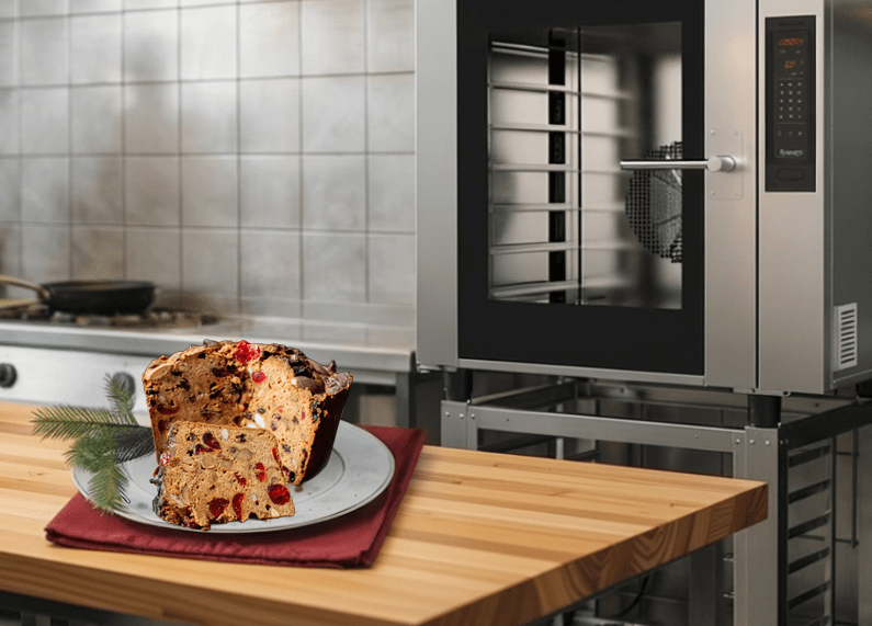 Pan de Pascua chileno recién horneado con frutas confitadas y textura esponjosa