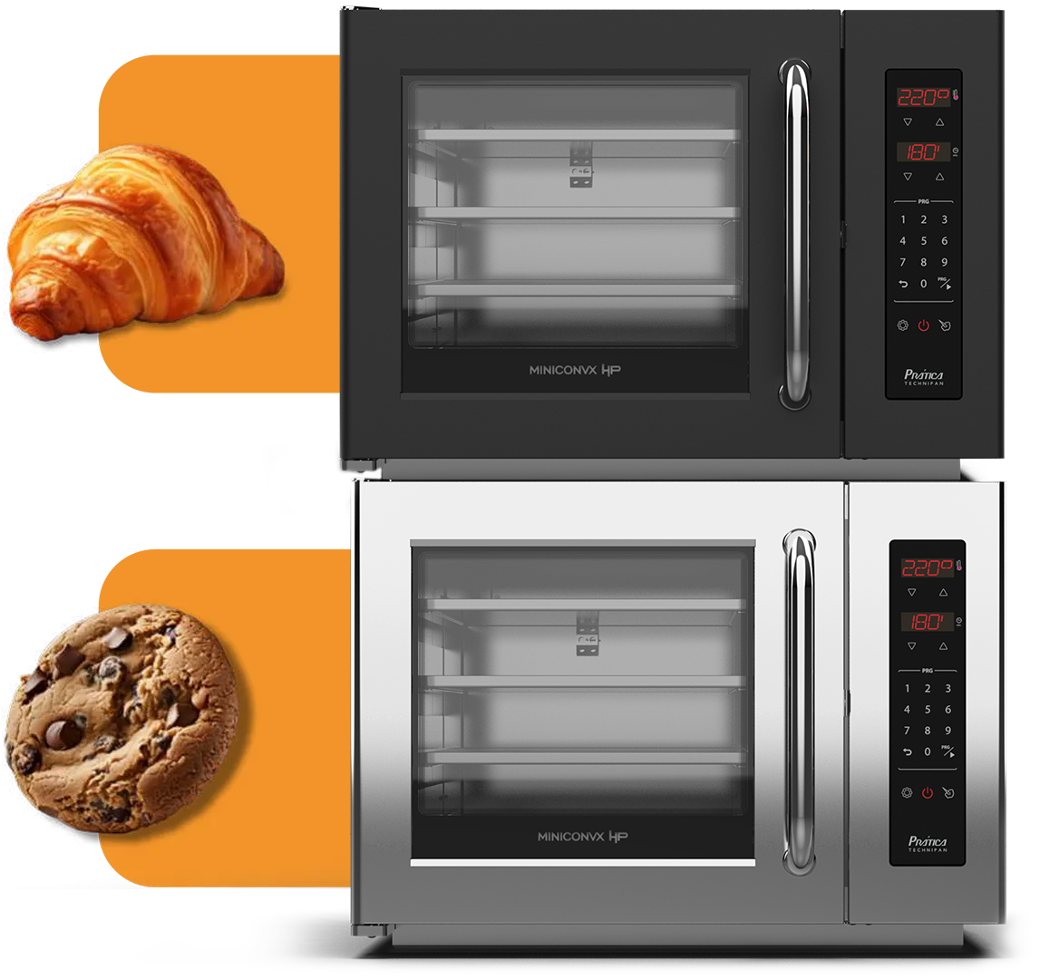 Un croissant y una galleta están encima de un horno microondas.