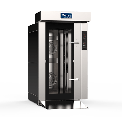 Un horno de acero inoxidable con puerta de cristal sobre un fondo blanco.