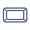 Un icono de una jabonera rectangular sobre un fondo blanco.