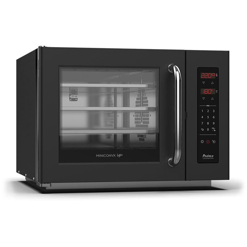 Un horno microondas negro con puerta de cristal.