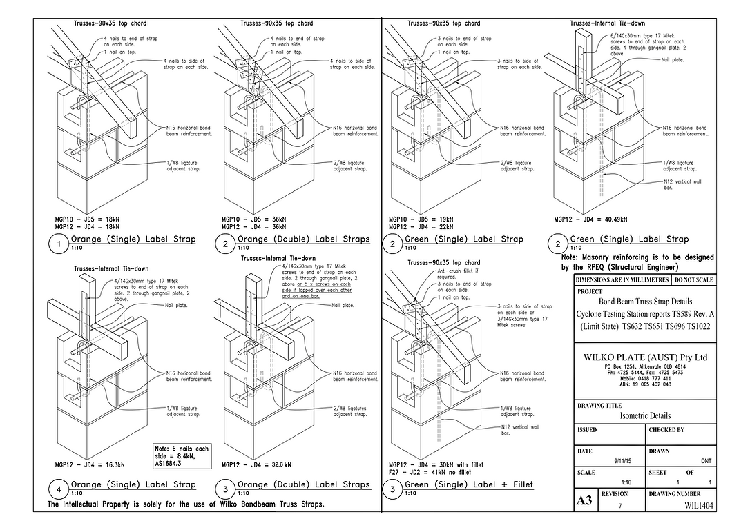 Bond Beam Truss Strap Details — Wilko Plate (Aust) Pty Ltd in Charters Towers, QLD
