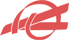 Roofing Supply Distributor in Townsville Red abstract circular logo with a horizontal bar and diagonal slash on a white background