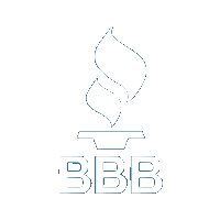 The bbb logo is a drawing of a flame coming out of a bowl.