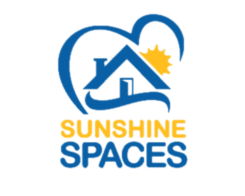 A blue and yellow logo for sunshine spaces