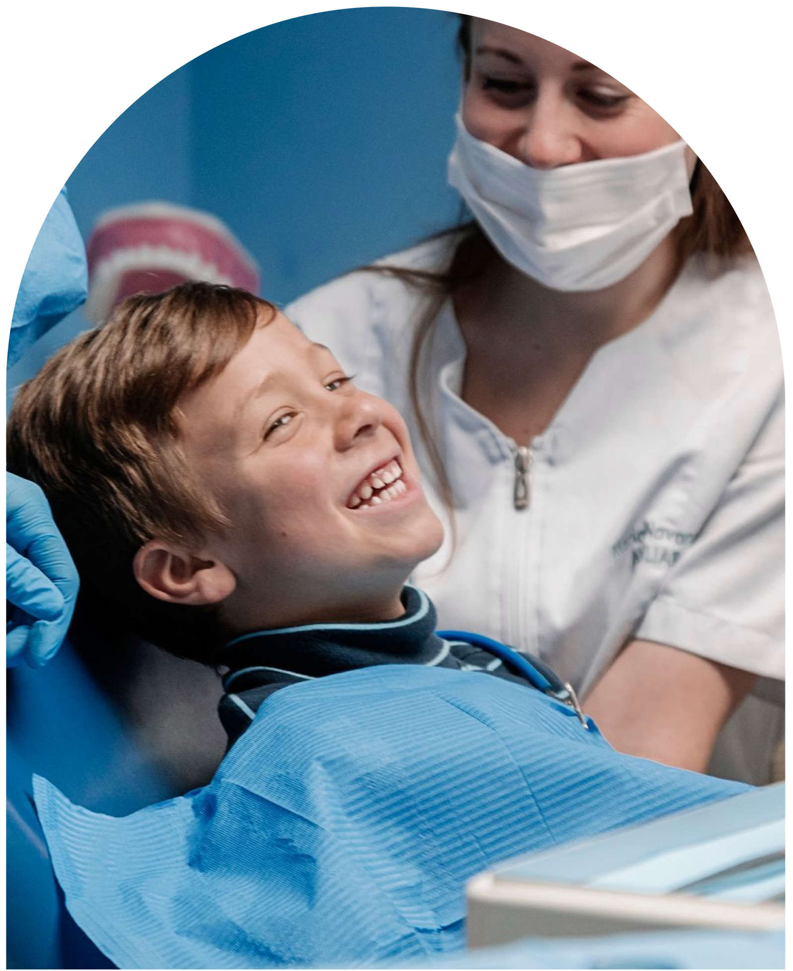 Smiling child at dentist's office at Vail Dental Associates in Hunt Valley, MD, 21030.