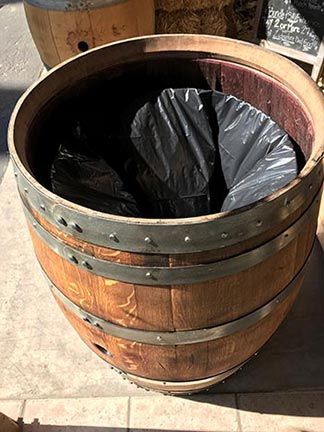 Barrel Trash Can — Western Rentals in Rose Dr. Yorba Linda, CA
