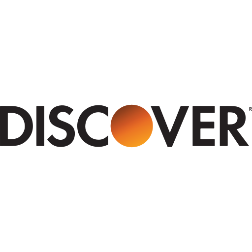 Discover credit card logo with black text and an orange circle.