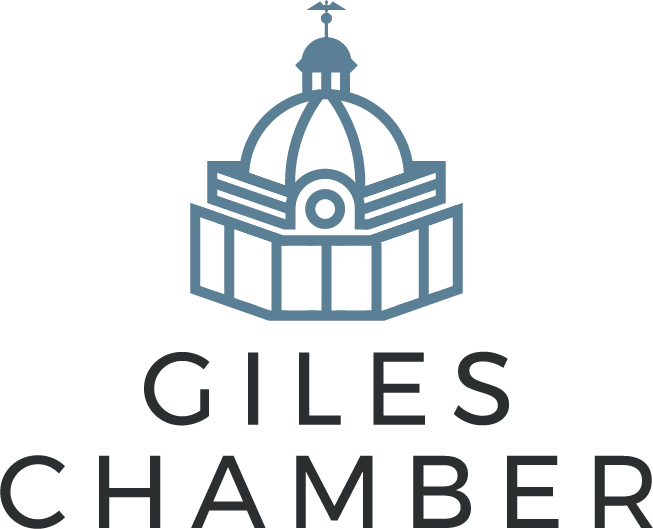 The giles chamber logo is a building with a dome on top of it.