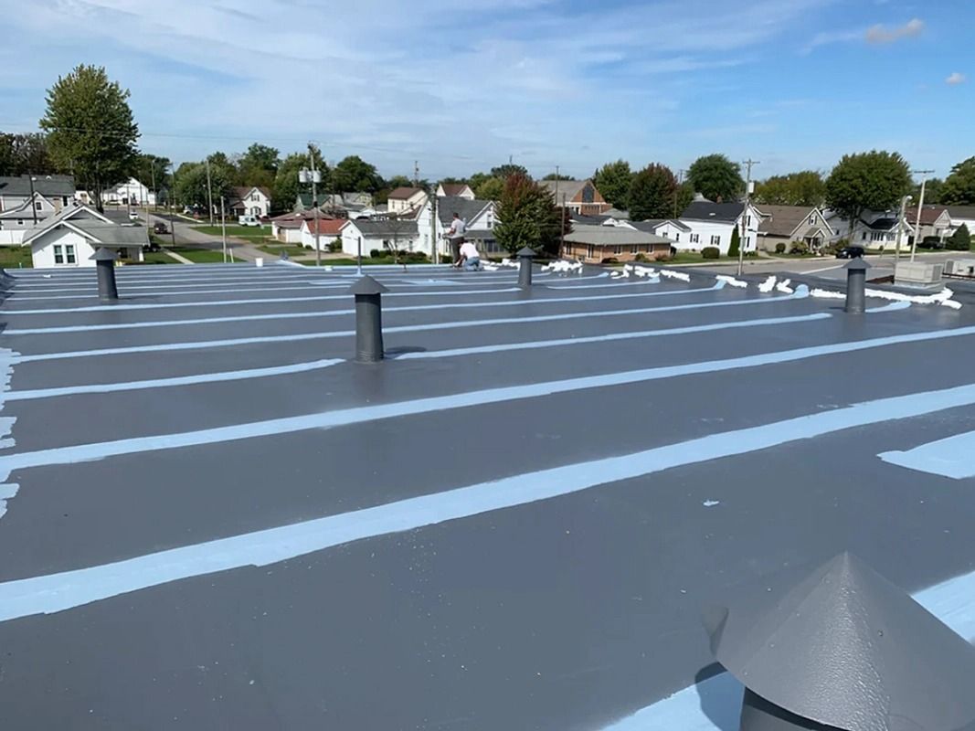 A roof with a lot of vents on it