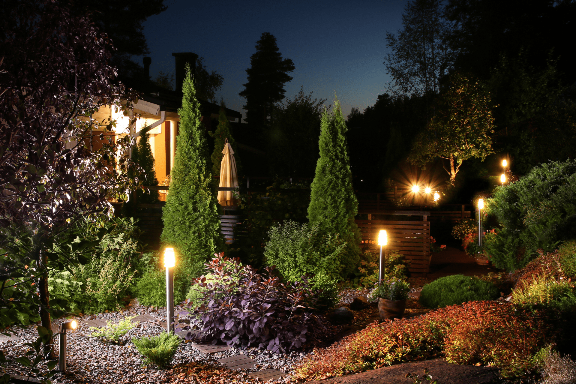 Outdoor Lights In The Backyard Of Richmond Home By Richmond Landscapes