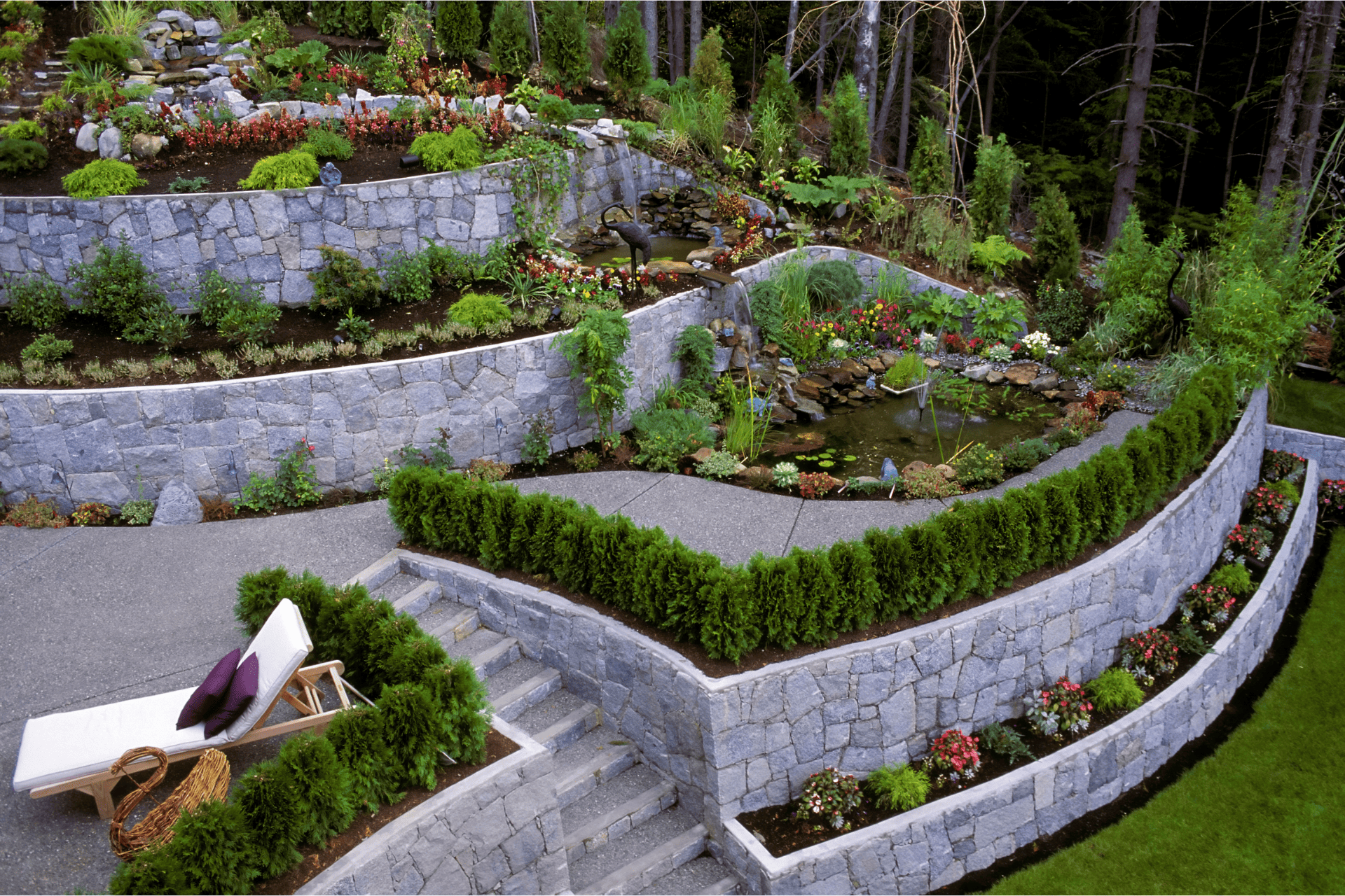 Retaining Walls Built By Richmond Landscapes In The Backyard Of Richmond Home