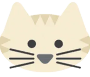 A cartoon illustration of a cat 's face with whiskers.