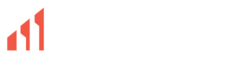 A red and white logo on a white background.