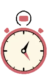 A cartoon drawing of a stopwatch with a red circle around it.