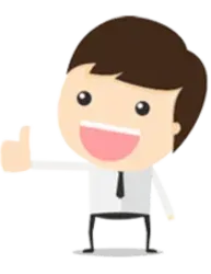 A cartoon man is giving a thumbs up sign.
