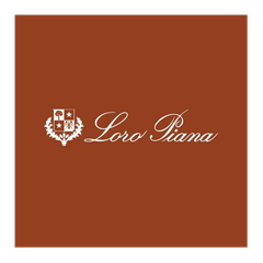 The logo for loro piana is on a brown background