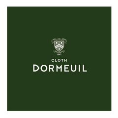 The logo for dormeuil cloth is on a green background.