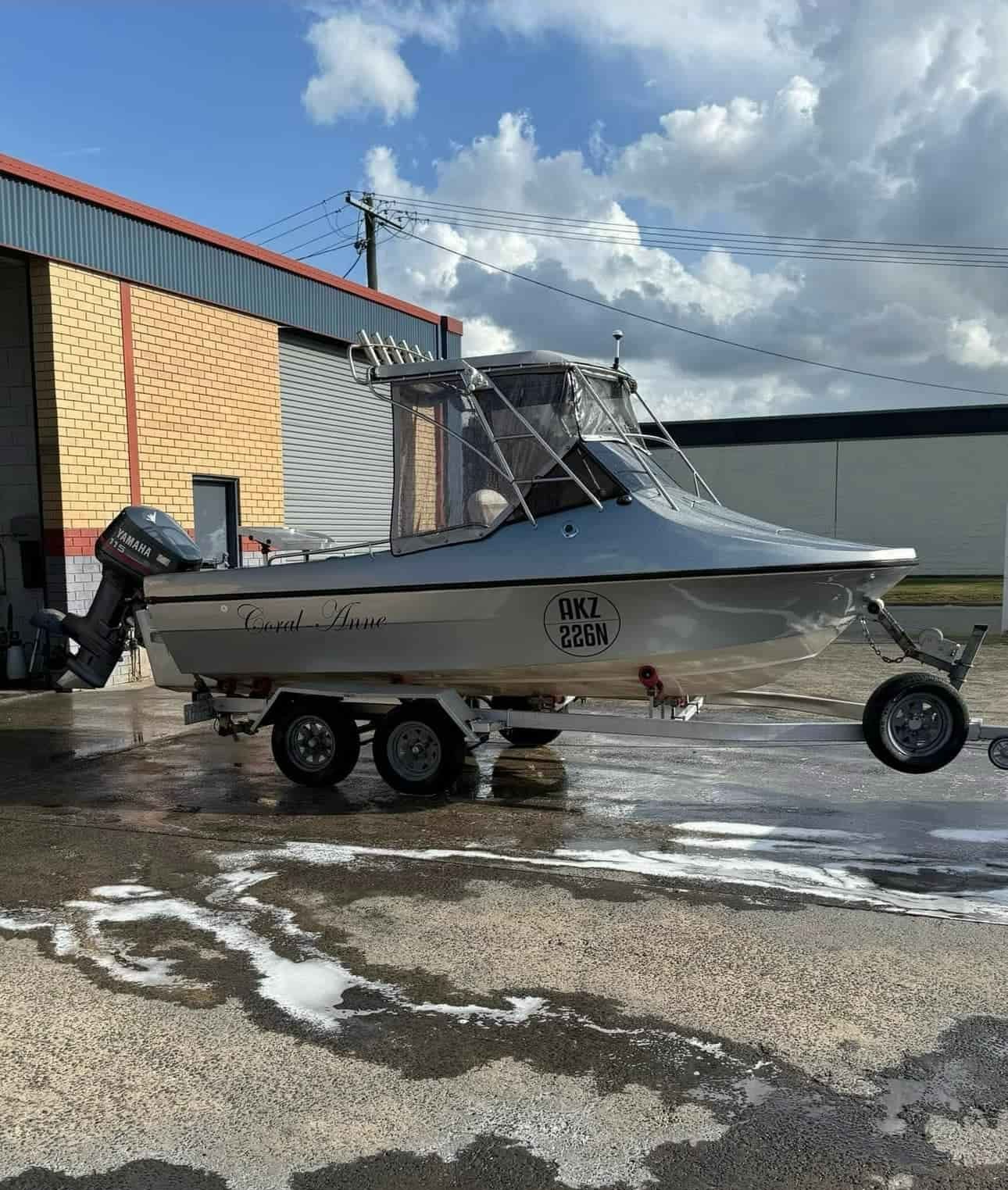 a Photo of Boat Repair all Complete with Garage in Background — FSK Paint & Panel in Casino, NSW 