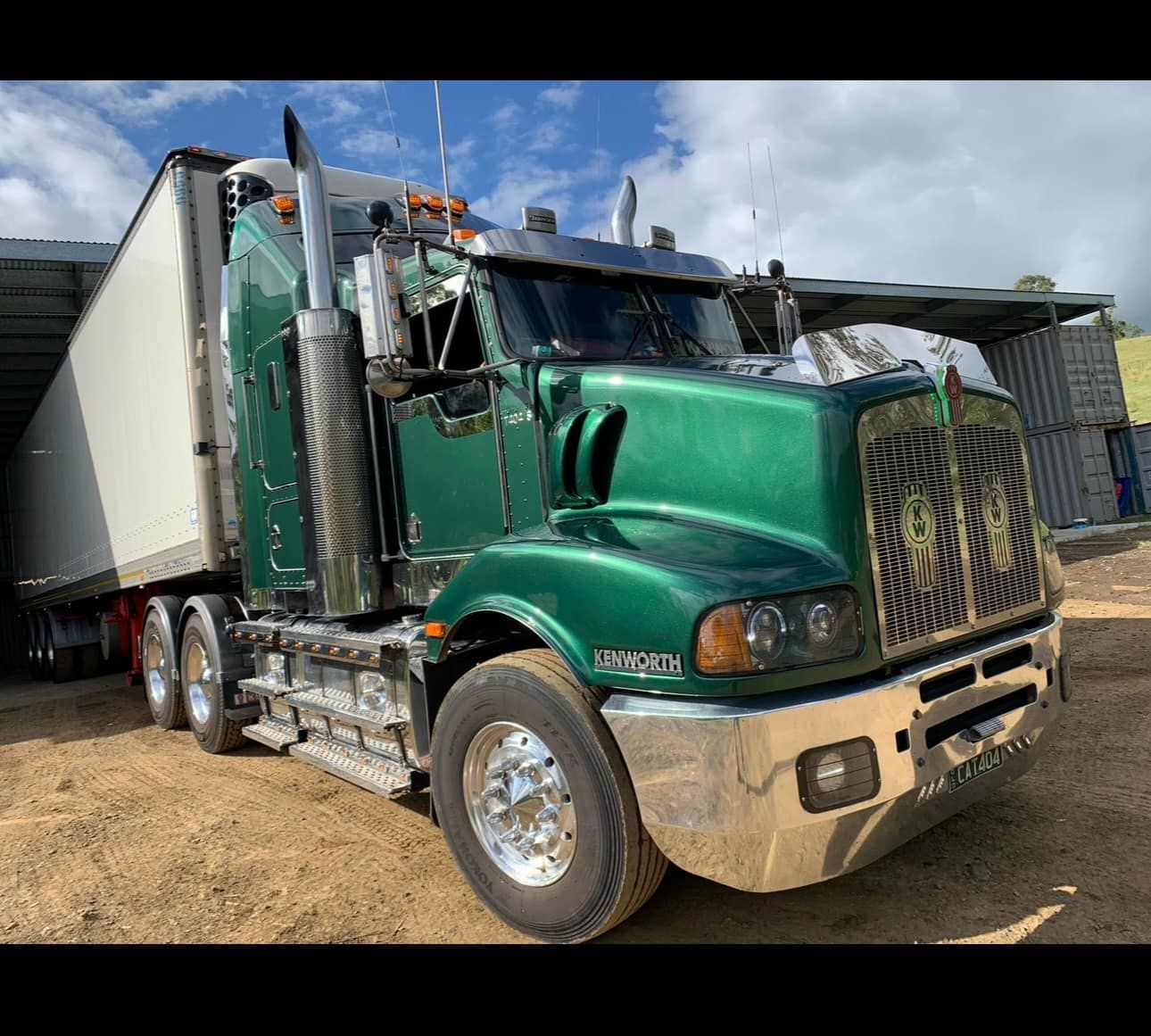 A Close up from front of Kenworth Green Truck — FSK Paint & Panel in Casino, NSW 