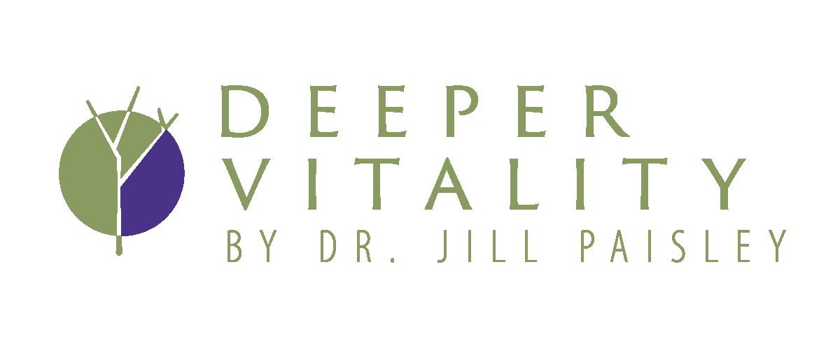 The logo for deeper vitality by dr. jill paisley