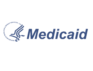 A logo for medicaid is shown on a white background