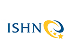 The logo for ishn is blue and yellow with a crescent moon and stars.