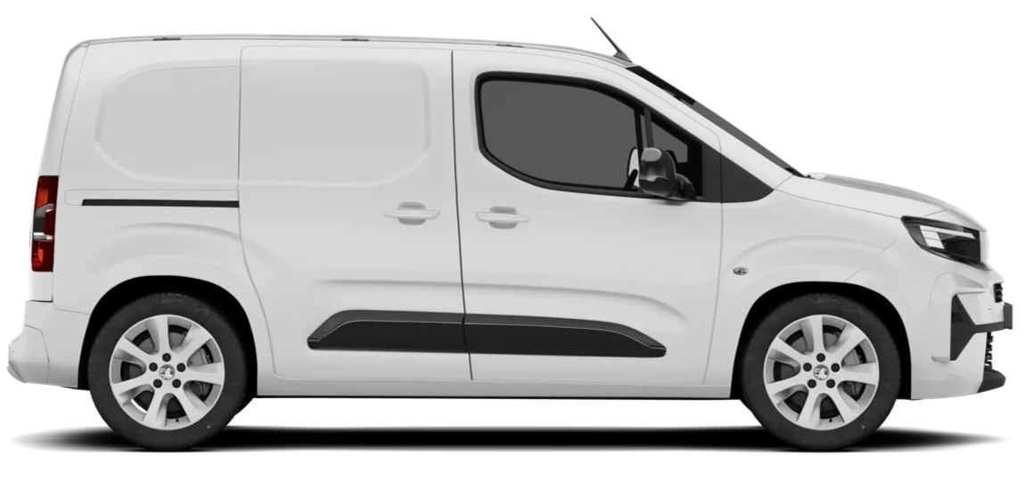 White van on a white background, side view.